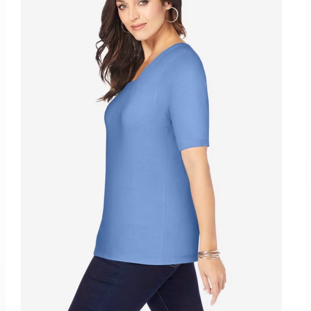 Jessica London Chic French Blue Square Neck Top Size 18/20